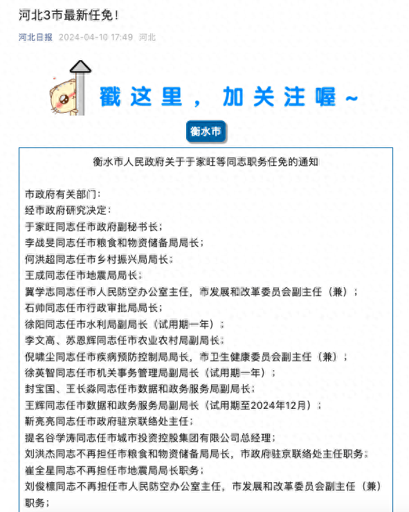 河北省政府最新任免